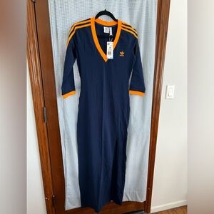 adidas Navy Maxi Dress with Orange Trim